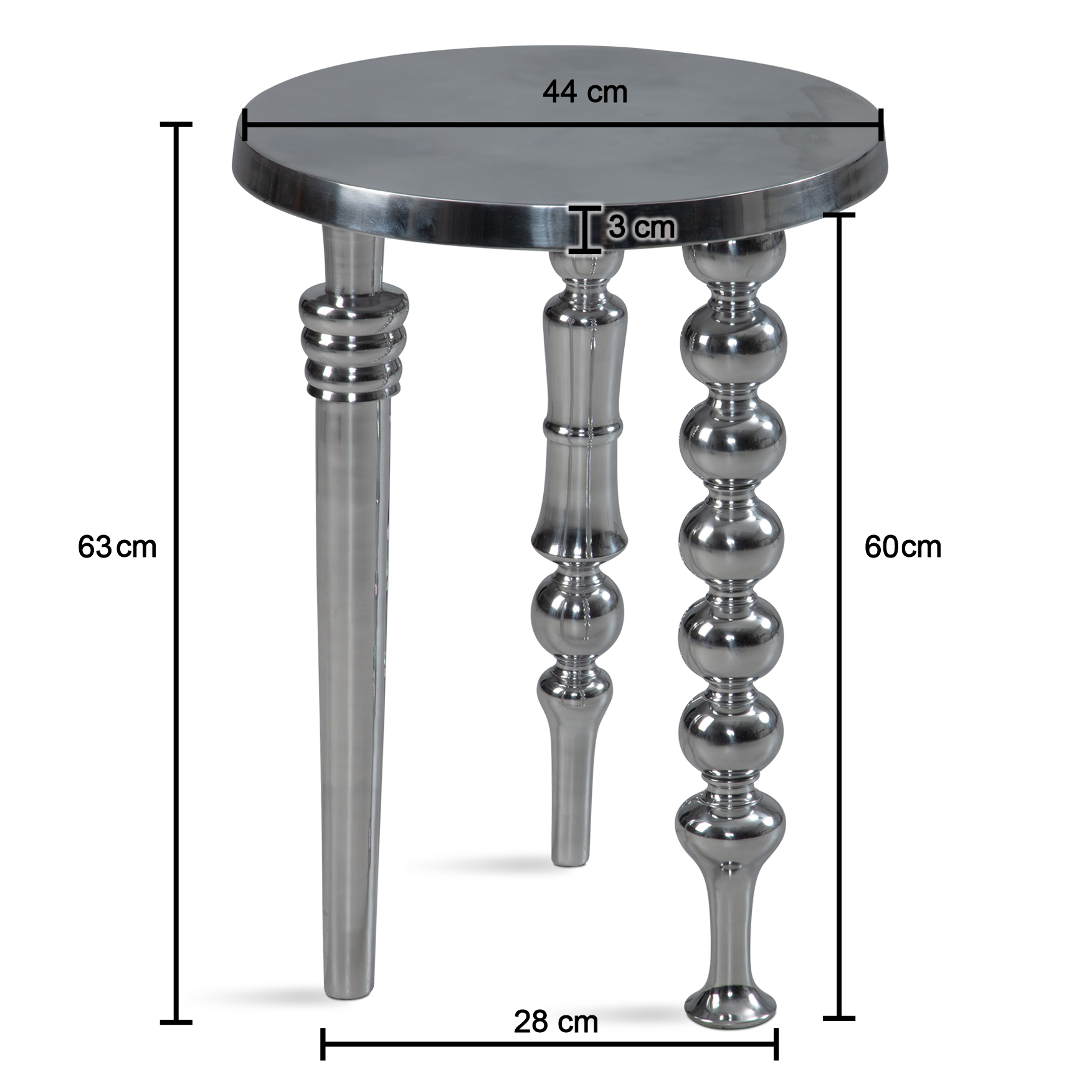 Beistelltisch Tolga Aluminium Silber Ø 44 × H 63 cm