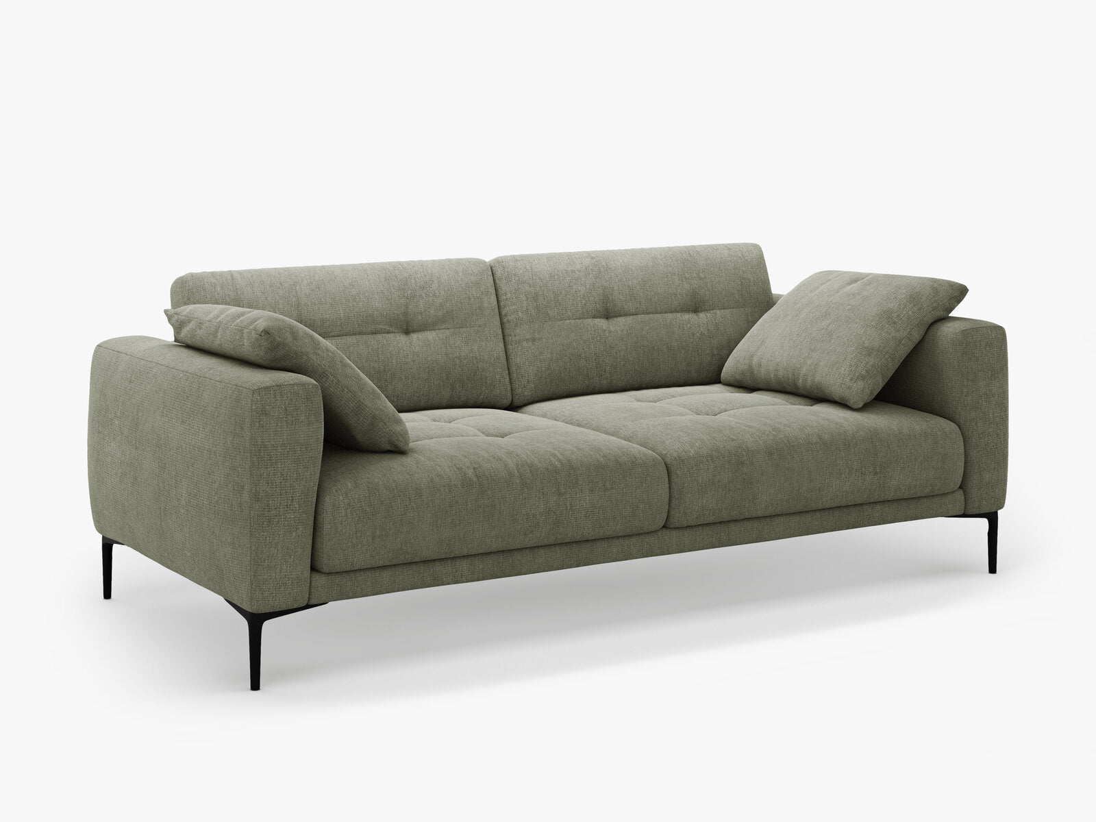 Micadoni Sofa Bemy 4-Sitzer Strukturierter Stoff Dunkel-Olivgrün