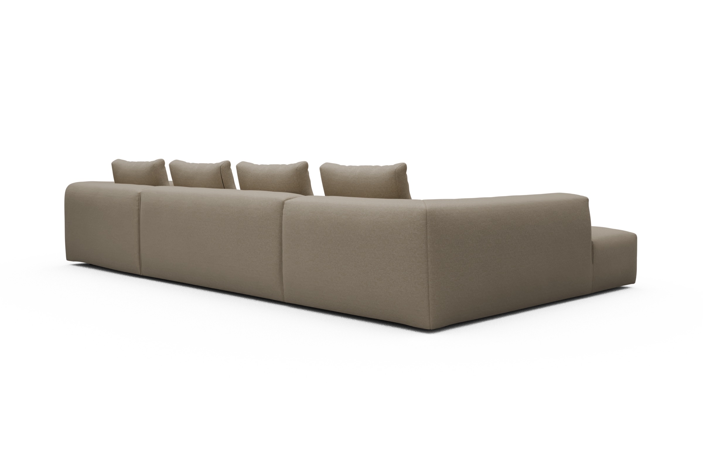 Wohnlandschaft Fred Relax-Ecke links mit 2-Sitzer und Chaiselongue rechts Strukturierter Stoff Satya 445-Natural-Beige