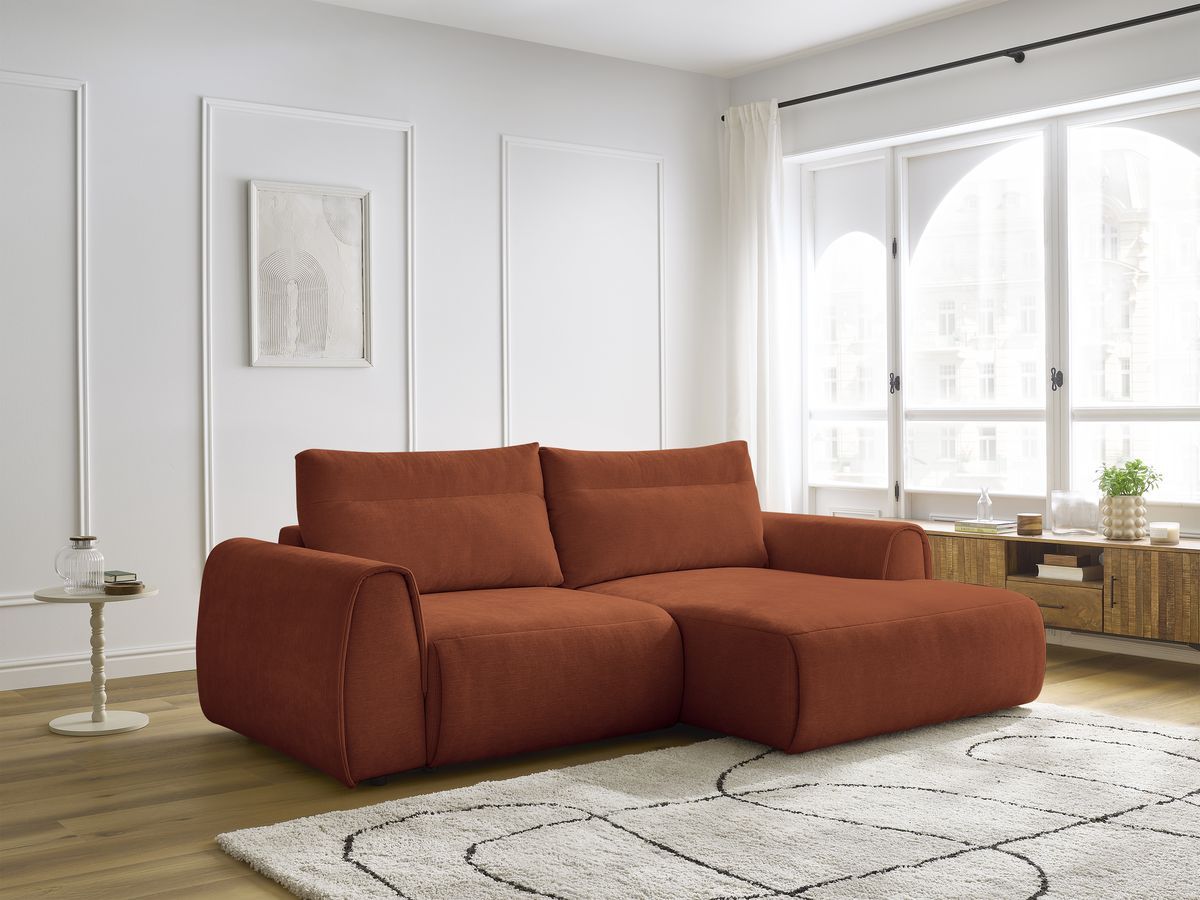Bobochic Aden Ecksofa 246 × 152 cm Stoff Orange Ecke rechts