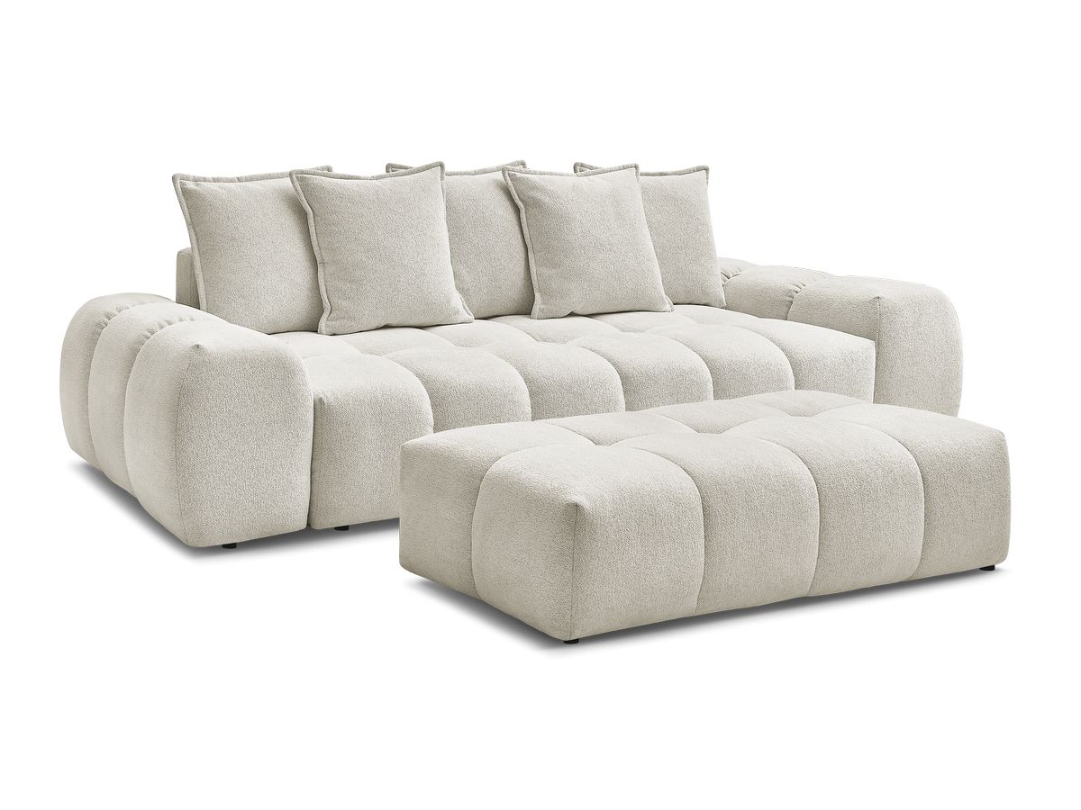 Bobochic Everest Schlafsofa 3-Sitzer mit Bettkasten und Pouf, 5 Kissen