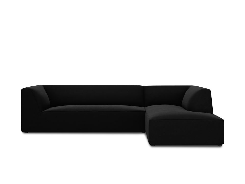 Cosmopolitan Design Ecksofa Siena 4-Sitzer Samt Salvador Schwarz Rechts