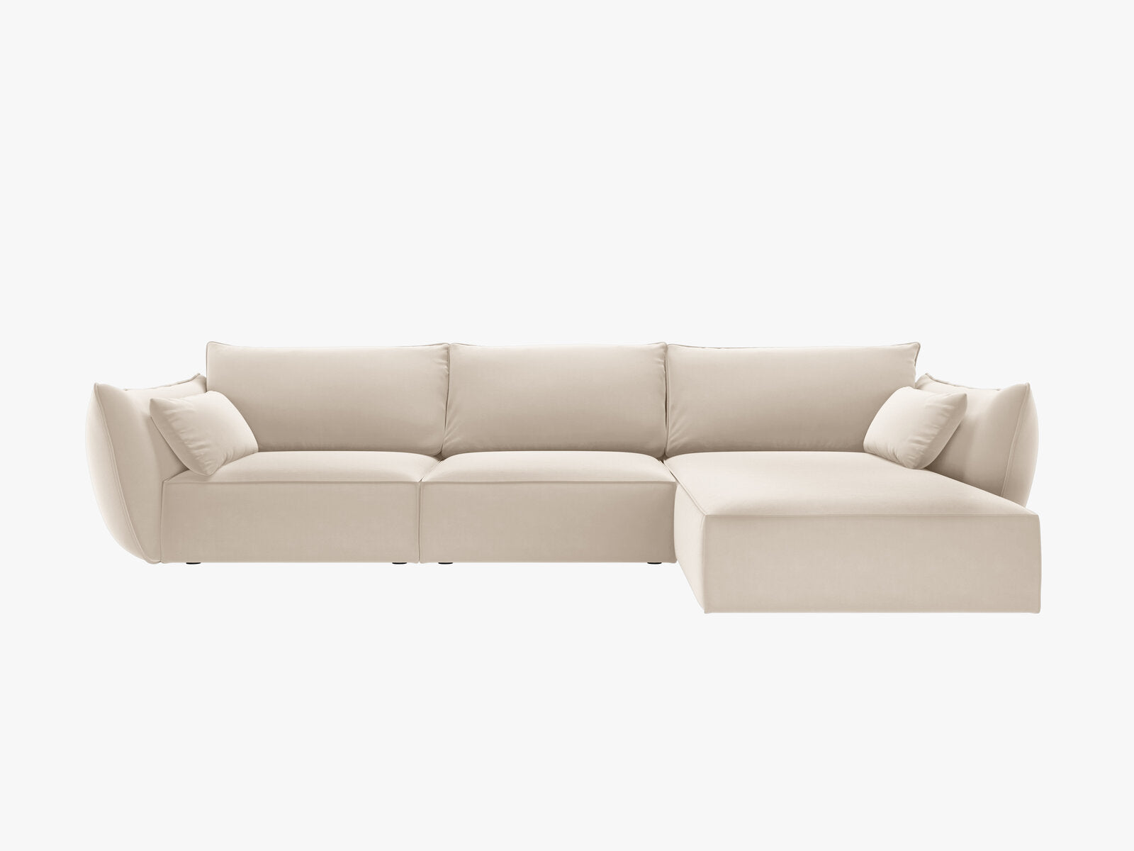 Micadoni Ecksofa Kaelle 4-Sitzer Rechts Samt Bluvel Helles Beige