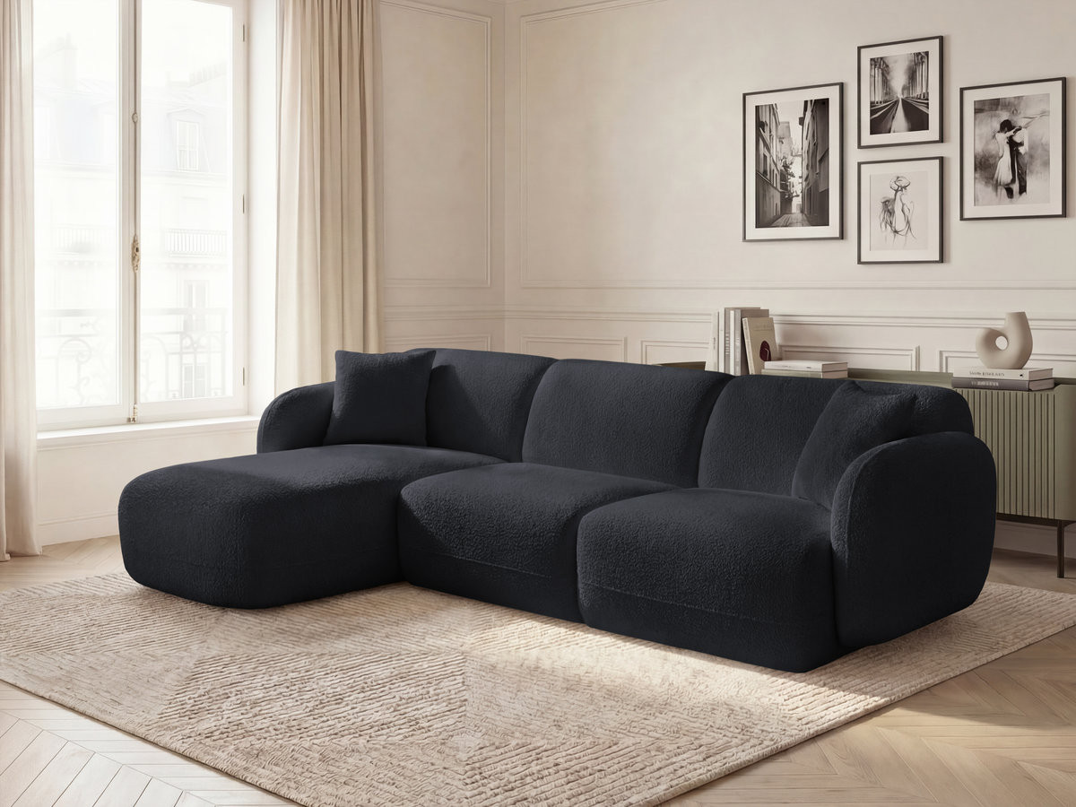 Bobochic Anda Ecksofa 292 × 163 cm Chenille Schwarz Ecke links