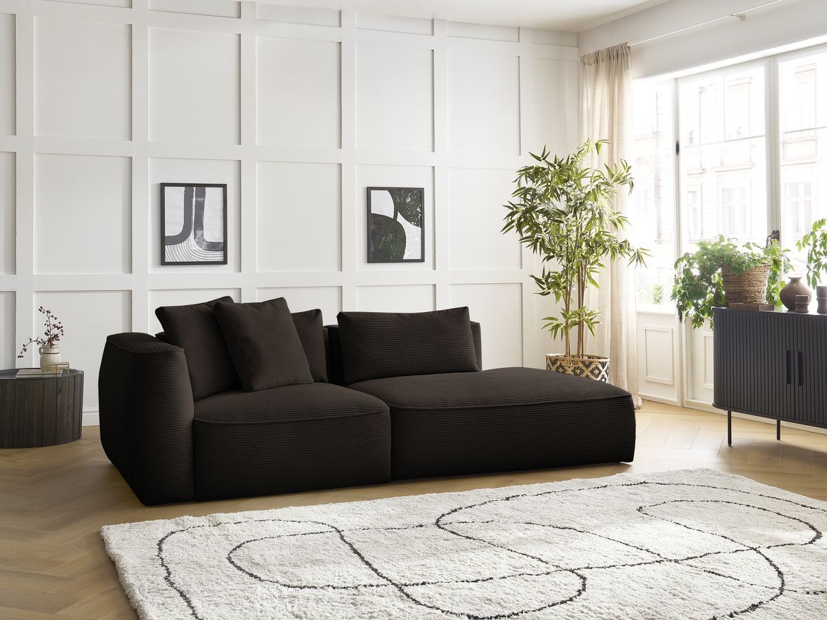 Bobochic Leopold Sofa 3-Sitzer Cordsamt Braun Armlehne links