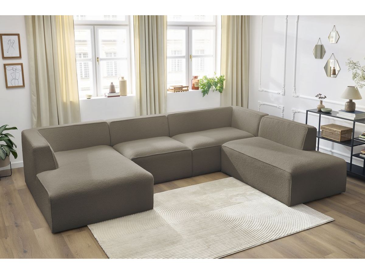 Bobochic Megeve Wohnlandschaft Bouclé-Stoff Braun Ecke links