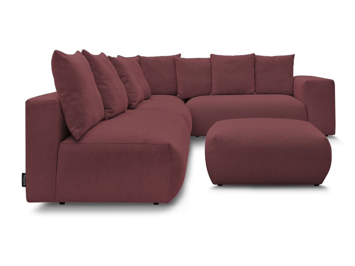 Bobochic Voltaire Ecksofa mit Pouf 322 × 268 cm Melange-Stoff Rot Ecke rechts