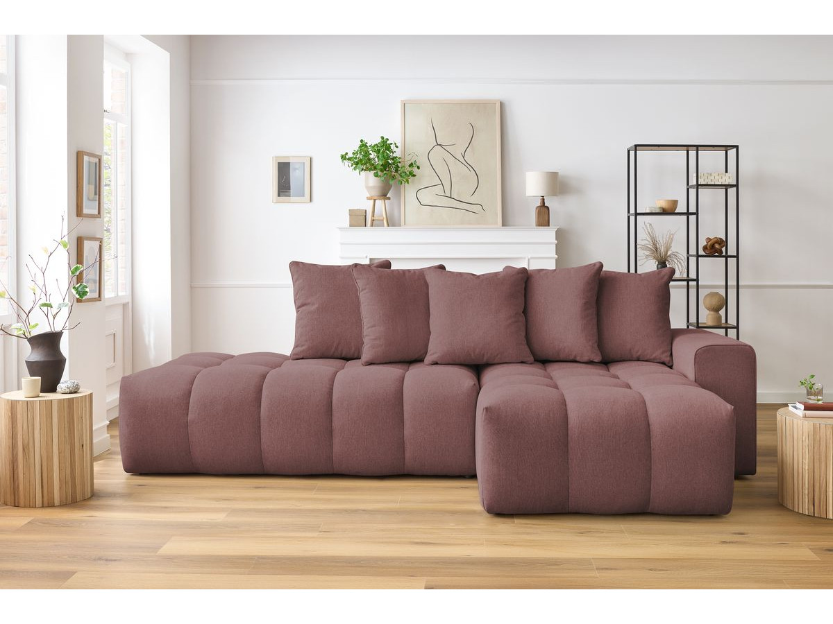 Bobochic Mont-blanc Ecksofa Melange-Stoff Rosa Ecke rechts