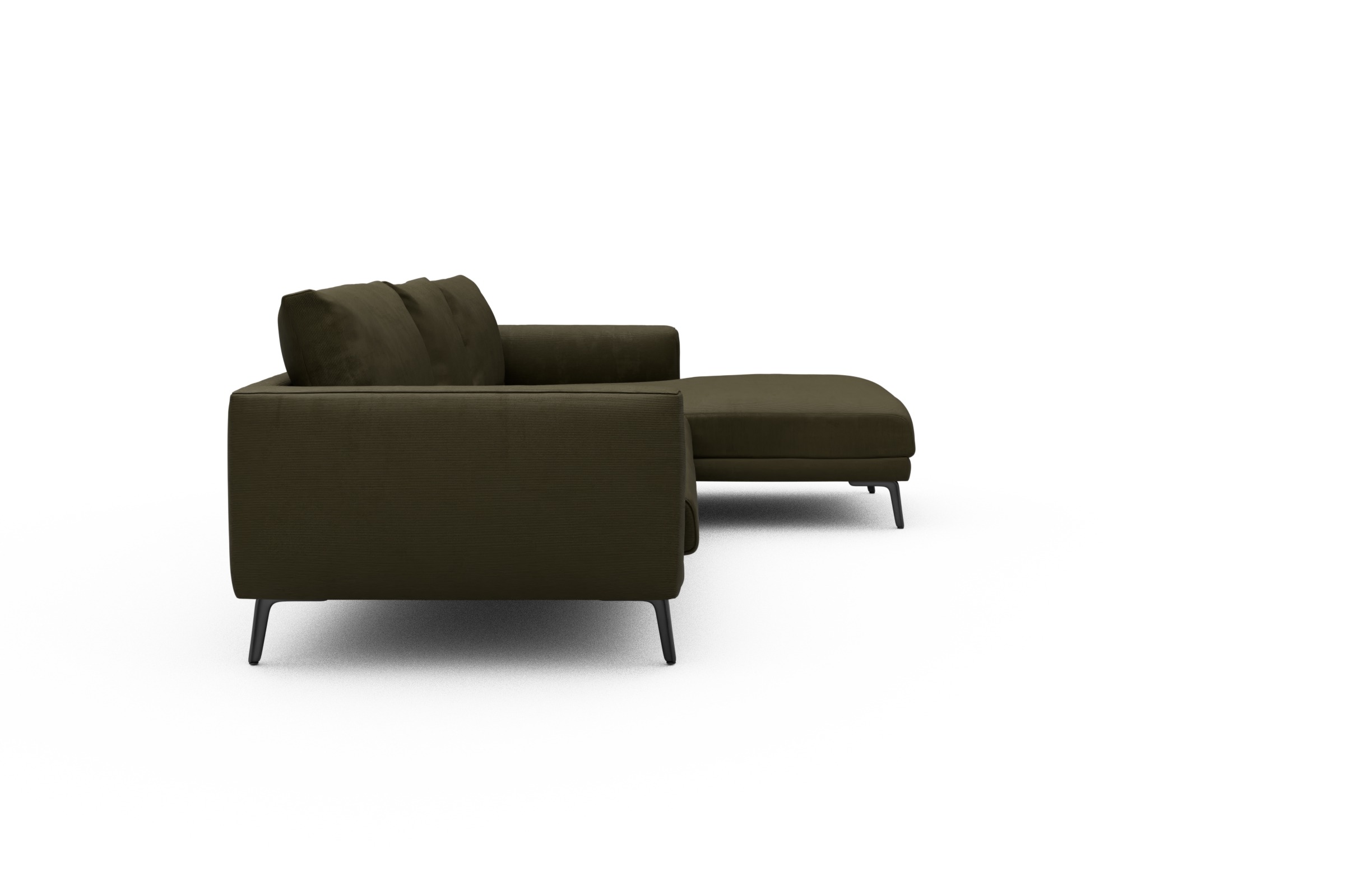 Ecksofa Karl Chaiselongue rechts mit 2,5-Sitzer Cordufine-Pine-Green