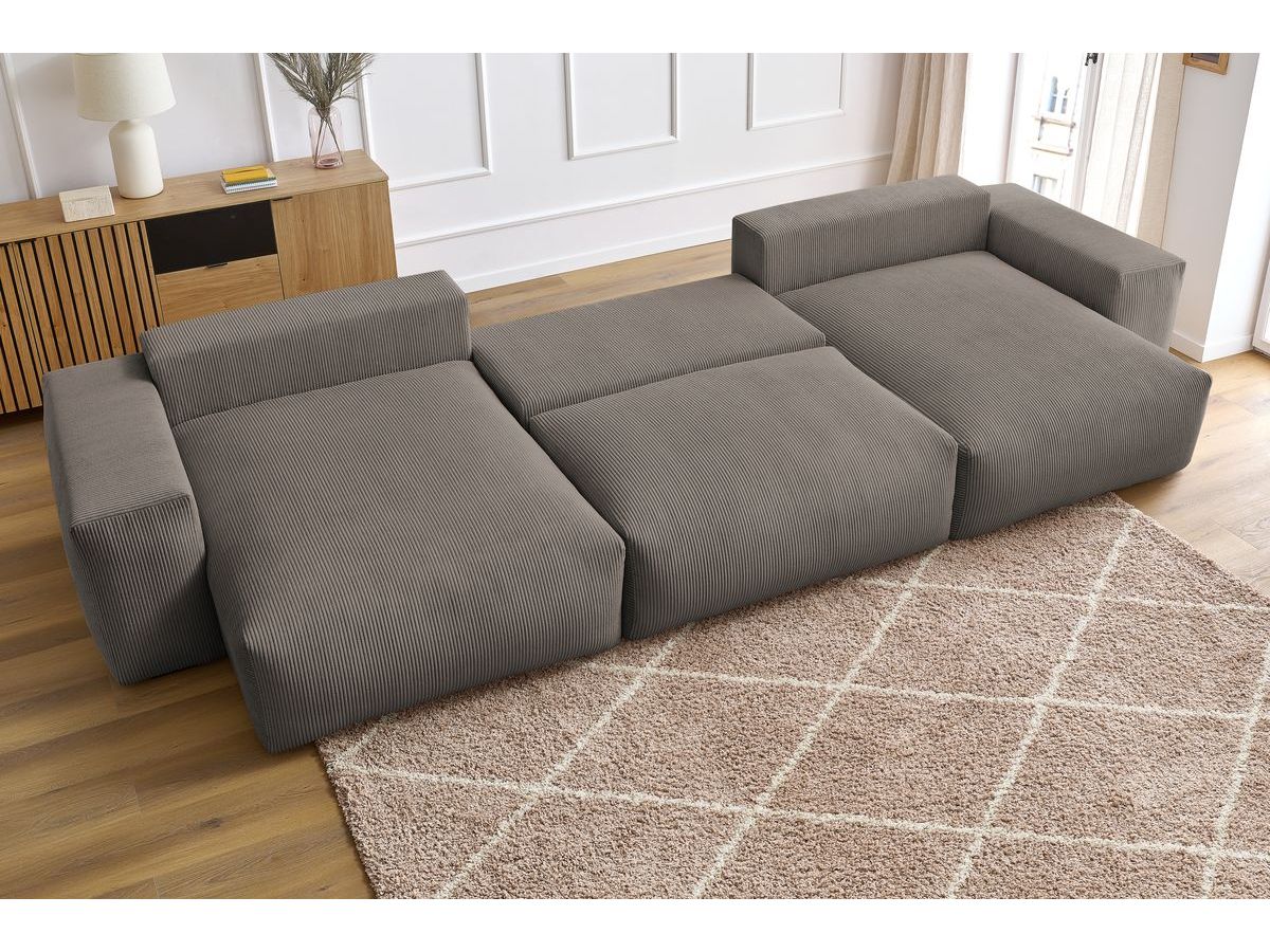 Bobochic Voltaire Wohnlandschaft 420 × 165 cm Cordsamt Taupe