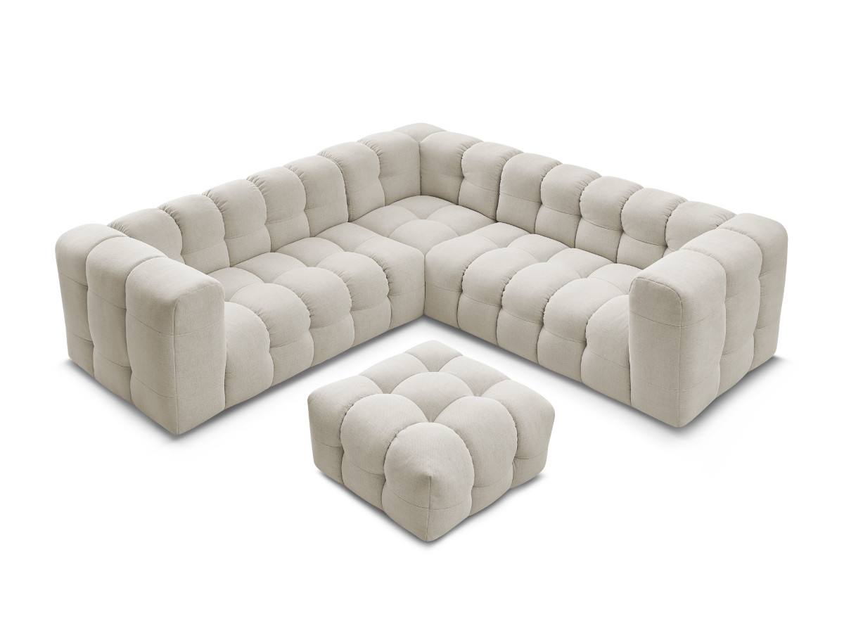 Bobochic Cloud Ecksofa mit Pouf 268 × 110 cm Stoff Beige