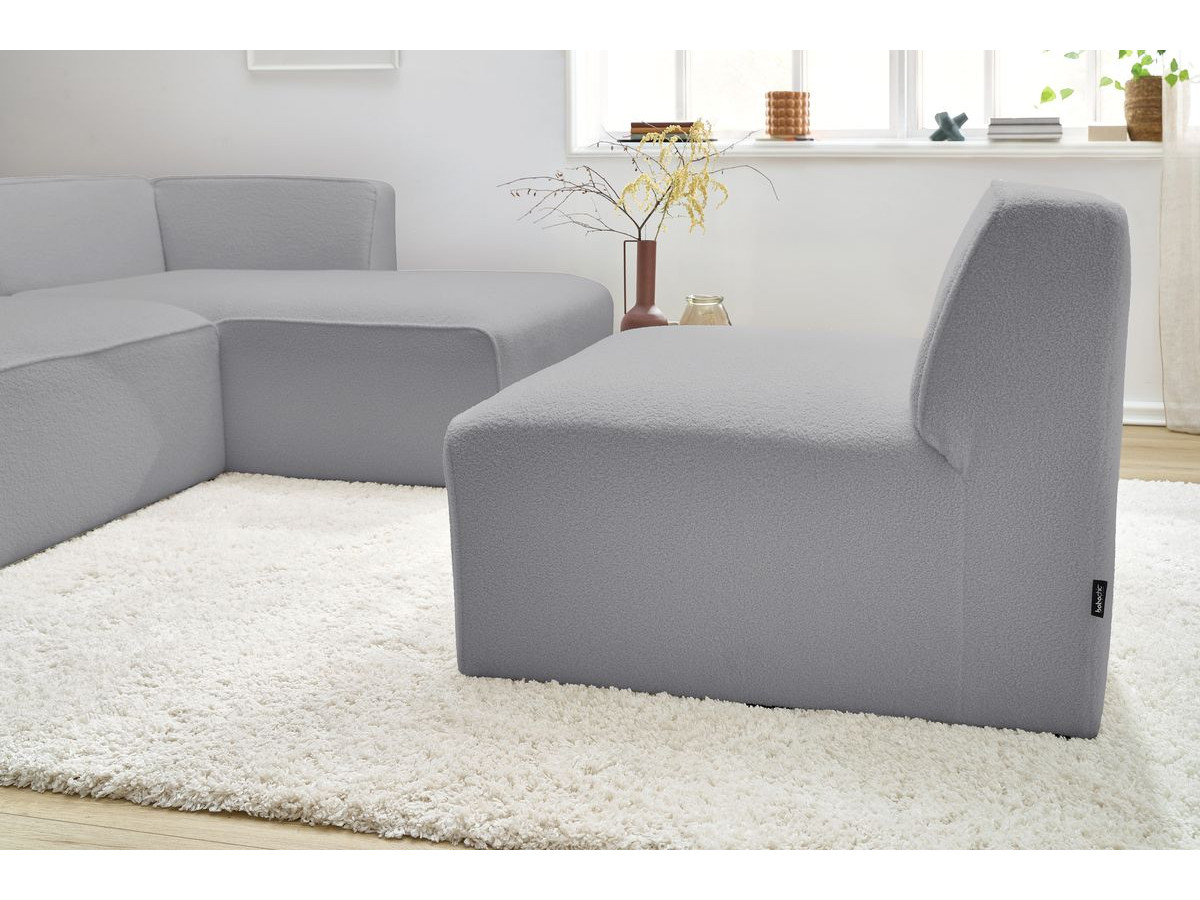Bobochic Megeve Sofamodul 1-Sitzer Bouclé-Stoff Hellgrau