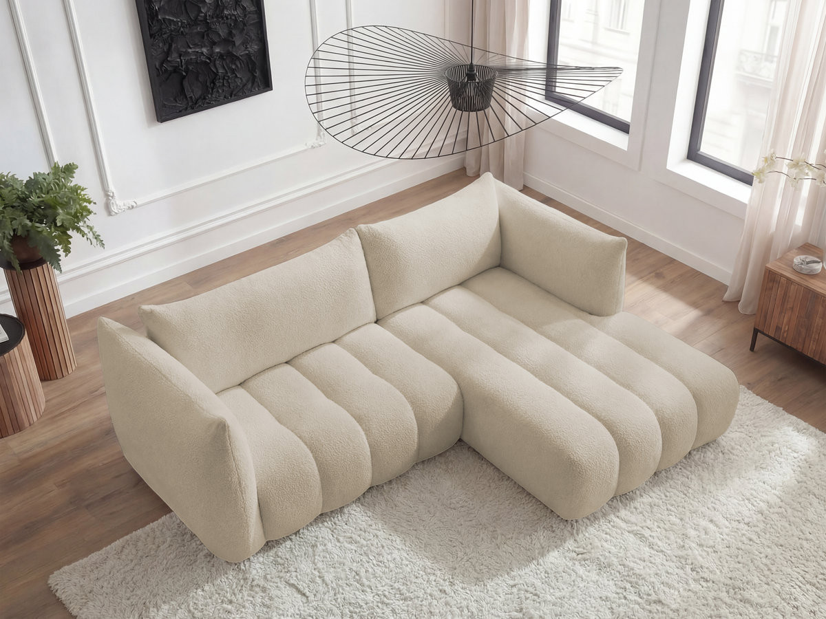 Bobochic Azra Ecksofa 262 × 178 cm Bouclé-Stoff Beige Ecke rechts