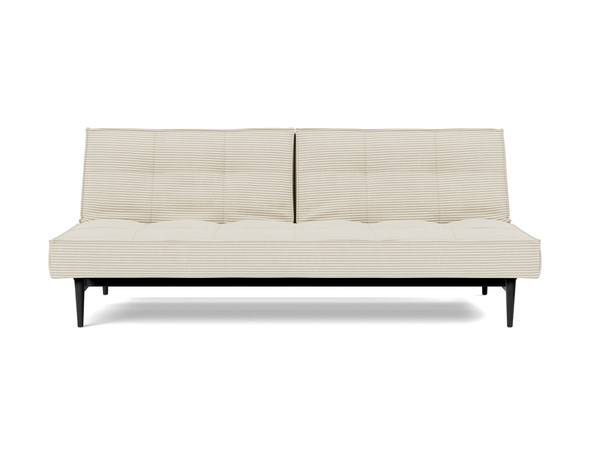 Schlafsofa Splitback Kord Corduroy 594-Ivory Beine Styletto Eiche schwarz