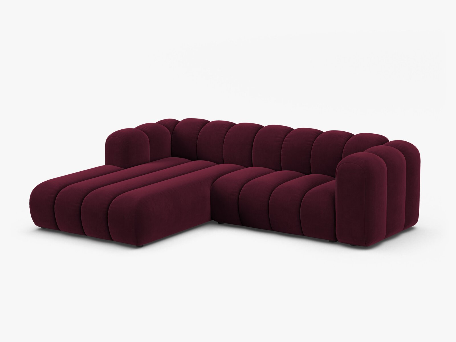Micadoni Modulares Ecksofa Lupine 4-Sitzer mittelgroß Links Samt Venus Burgunder