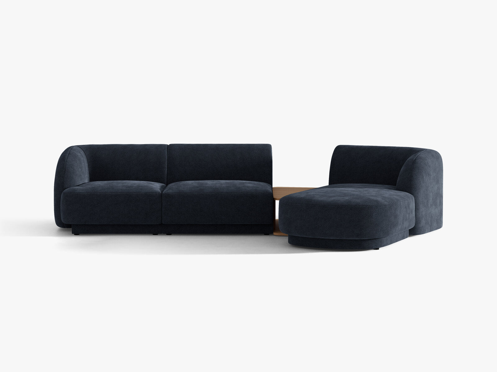 Micadoni Modulares Sofa Miley mit Recamiere 3-Sitzer Rechts Chenille Eden Marineblau