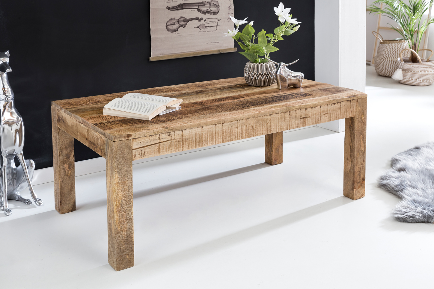 Couchtisch Nordby Mango Massivholz Braun 110 × 60 × 47 cm