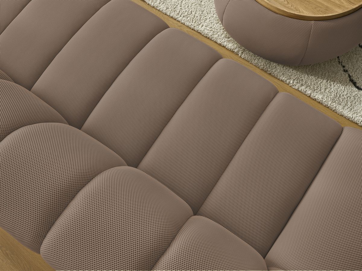 Bobochic Hayden Sofa 3-Sitzer mit Pouf 256 × 107 cm Mesh-Stoff Braun