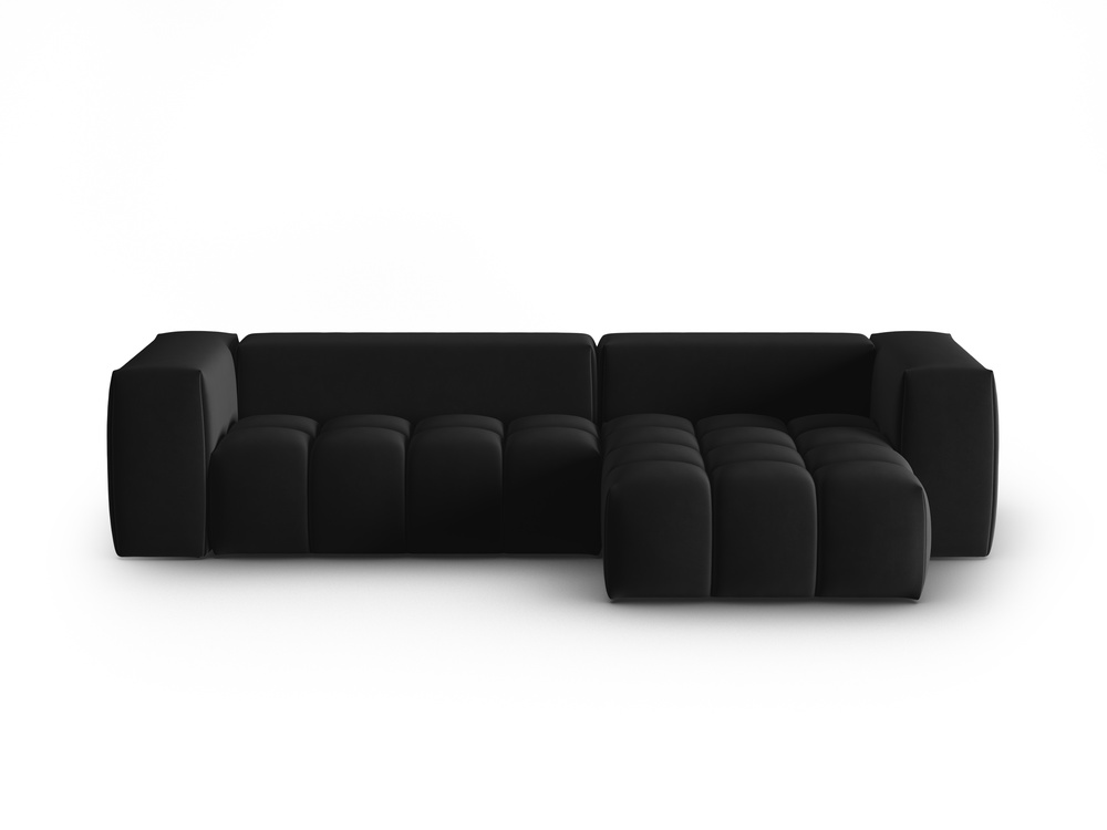 Cosmopolitan Design Ecksofa Verona 3-Sitzer Samt Casino Schwarz Rechts
