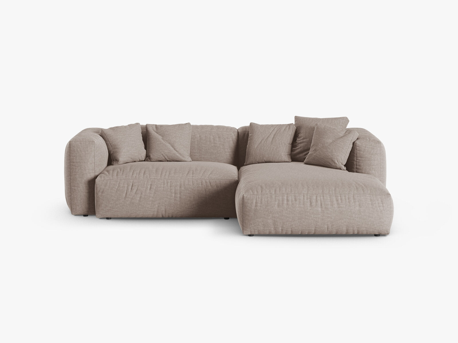 Micadoni Ecksofa Martina 2-Sitzer 90cm Sitztiefe Rechts Strukturierter Stoff Boston Dunkelbeige