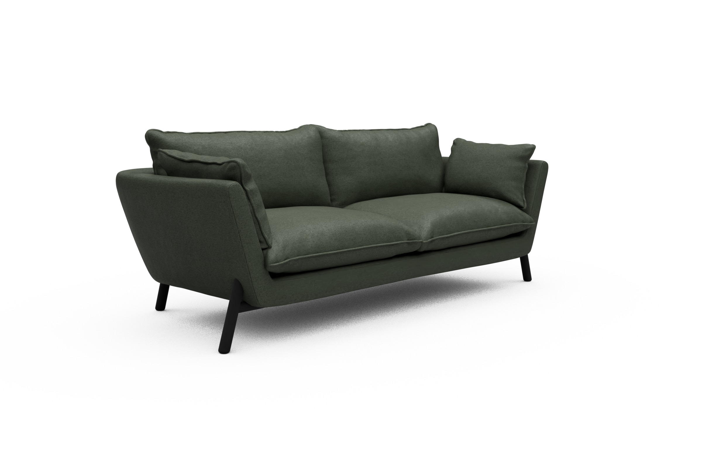 Sofa Emil PREMIUM 3-Sitzer Beinfarbe Eiche Schwarz Denari-Forest-Green