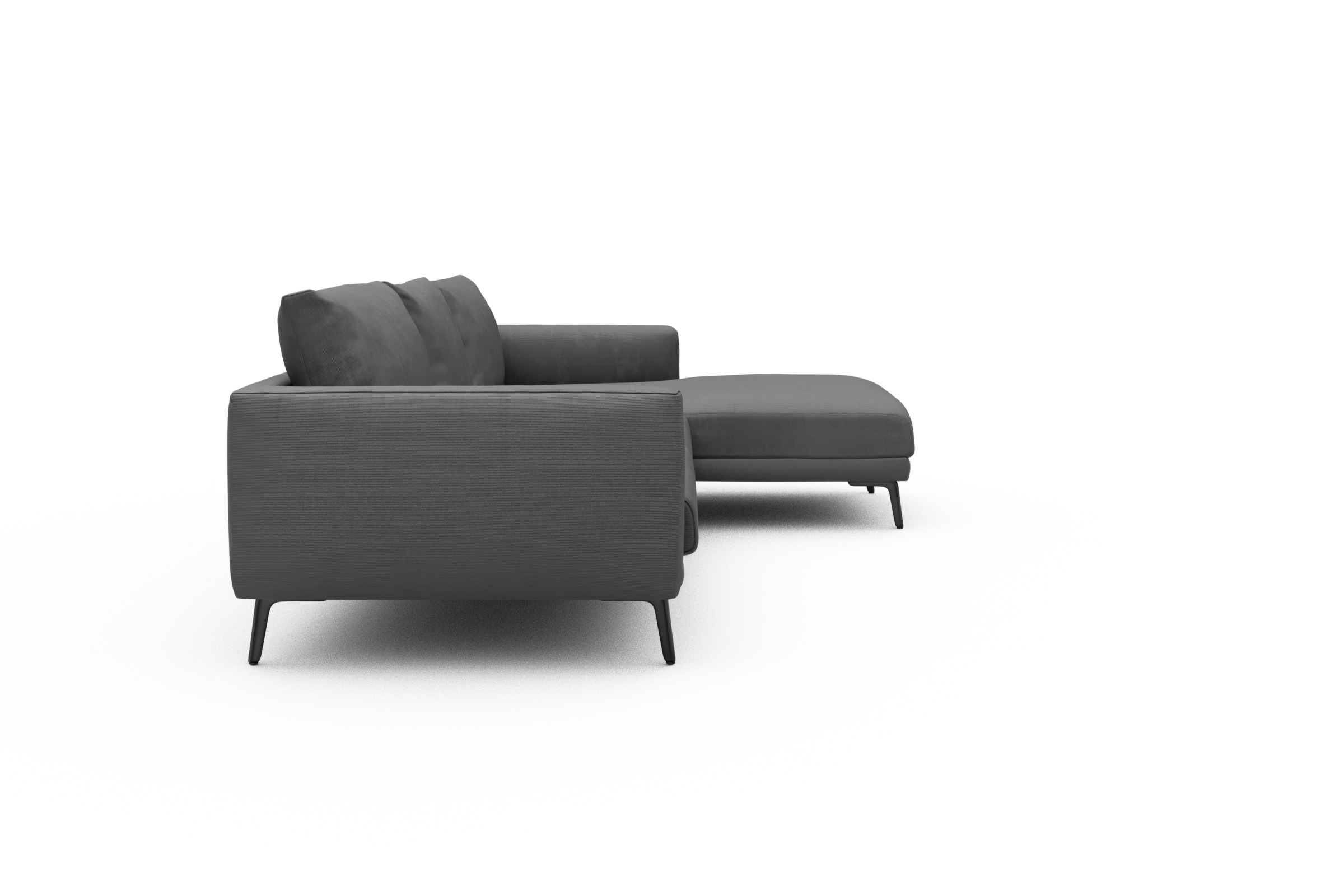 Ecksofa Karl Chaiselongue rechts mit 2,5-Sitzer Cordufine-Grey