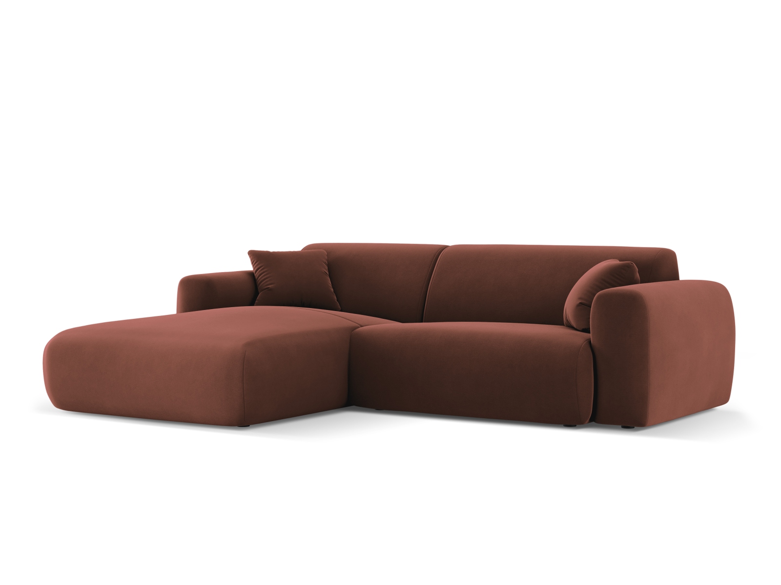 Cosmopolitan Design Ecksofa Nolio 4-Sitzer kleine Version Samt Casino Cuoio Links