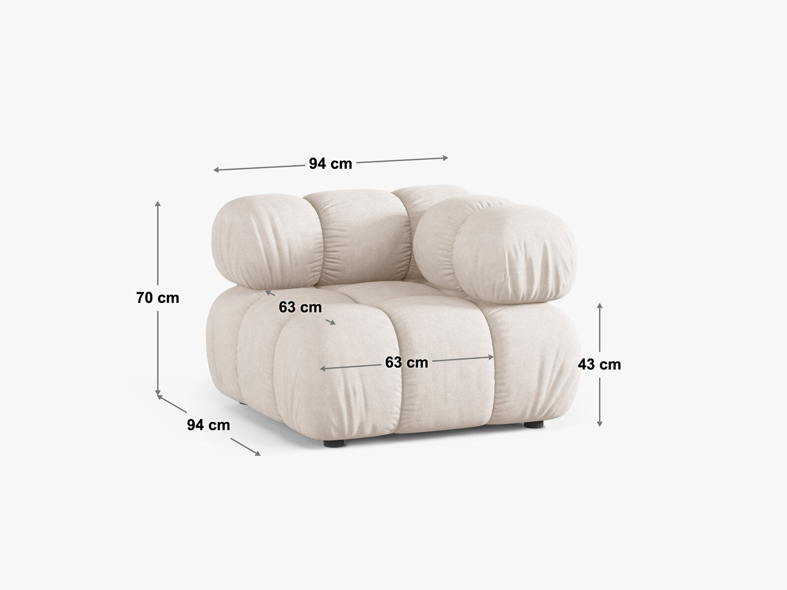 Micadoni symmetrisches Eckmodul Bellis Samt Venus Helles Beige