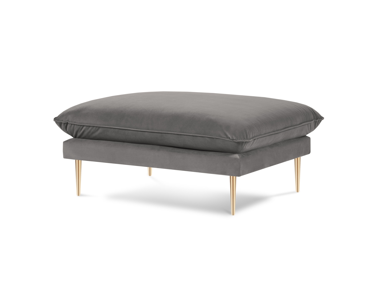 Cosmopolitan Design Pouf Vienna Samt Bluvel Hellgrau Beine Gold
