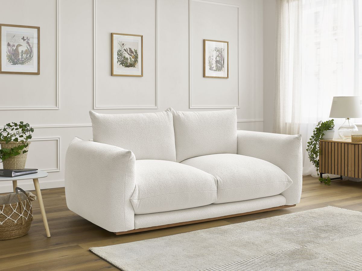 Bobochic Ernest Sofa 2-Sitzer Bouclé-Stoff Weiß