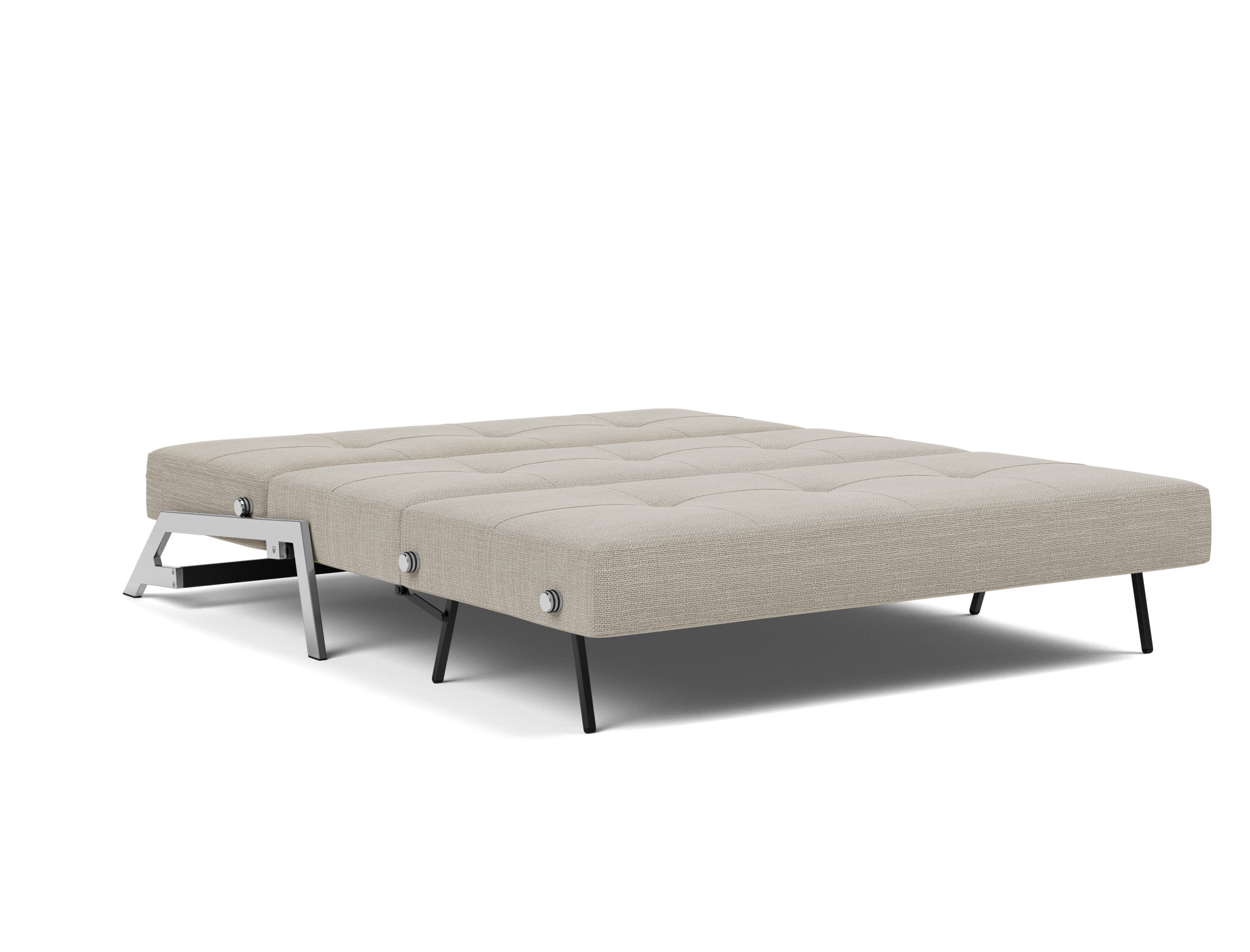 Schlafsofa Cubed 160 Strukturierter Stoff Kenya 579-Gravel Beine Chrom