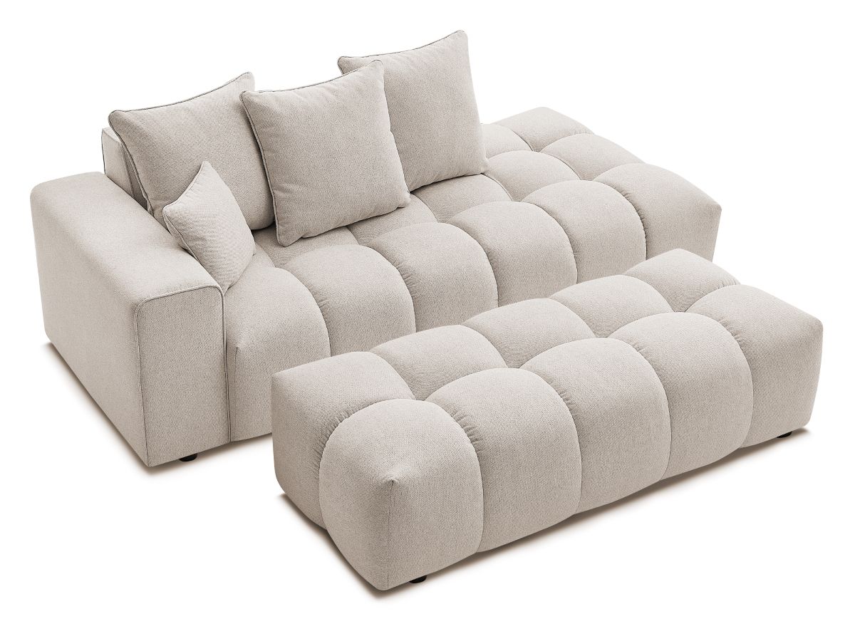 Bobochic Mont-blanc Sofa 5-Sitzer mit Pouf Melange-Stoff Beige Armlehne links