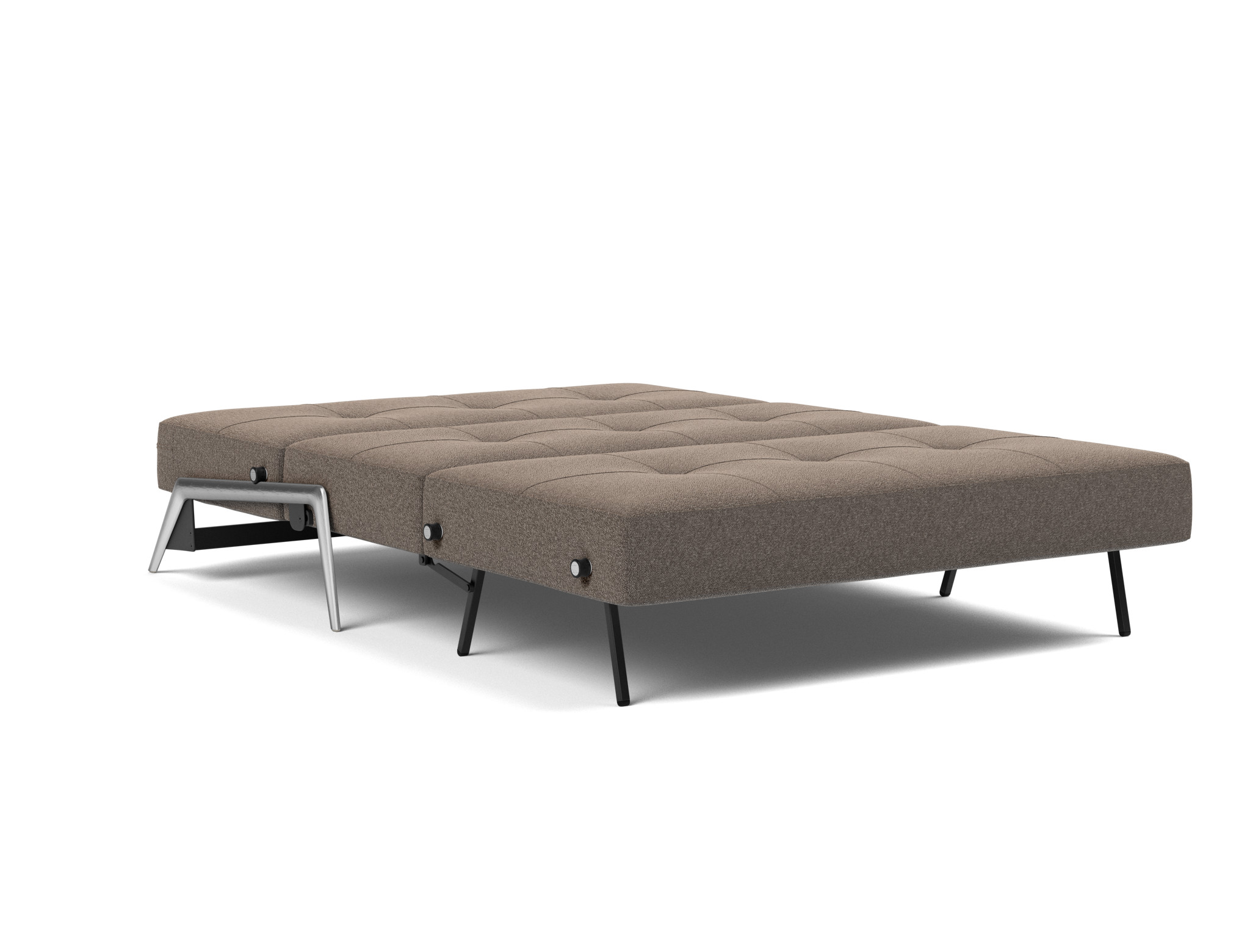 Schlafsofa Cubed 140 Boucle Skandi 530-Taupe Beine Aluminium