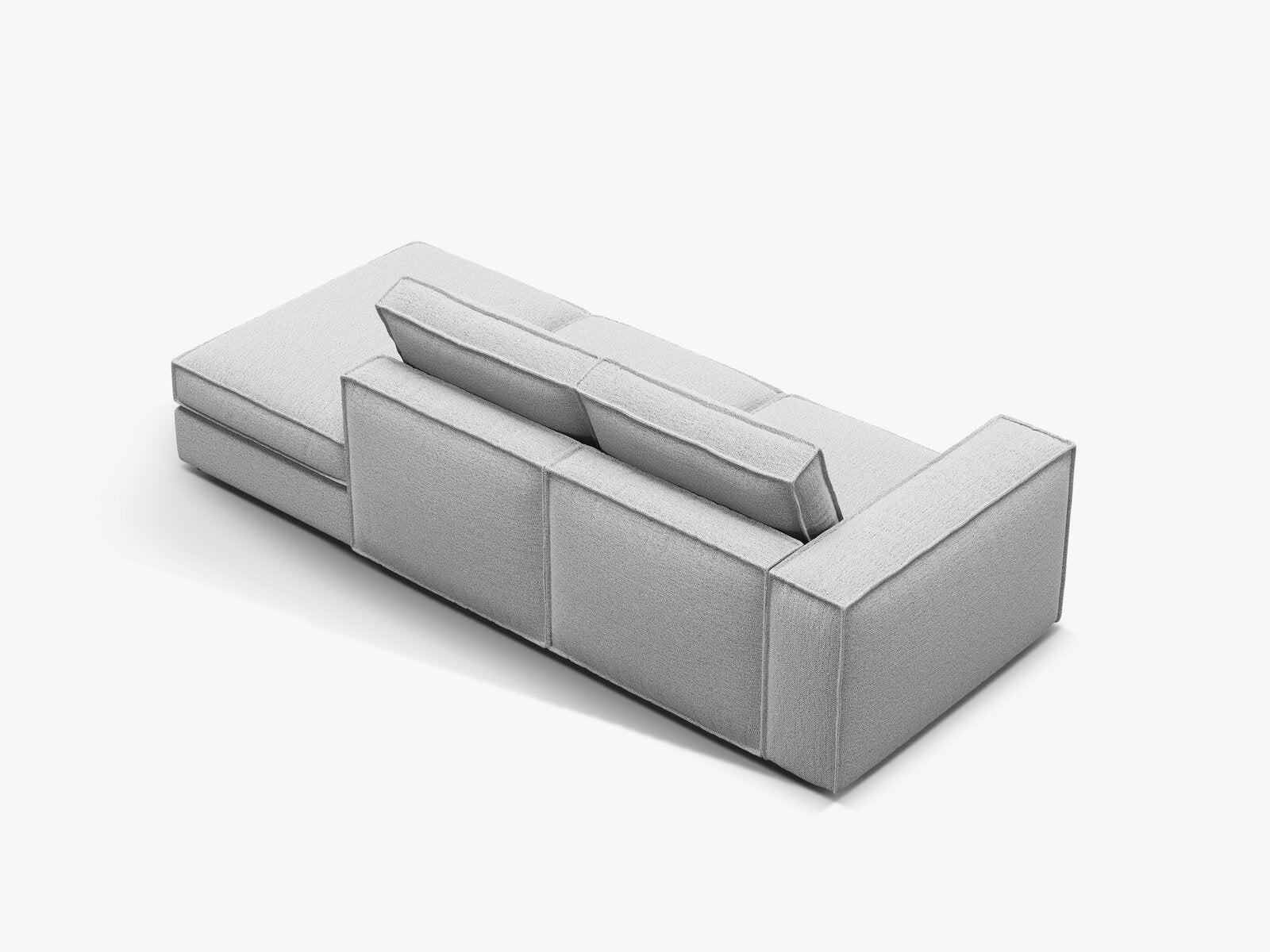 Micadoni modulares offenes Sofa Pola 3-Sitzer Rechts Strukturierter Stoff Babel Hellgrau
