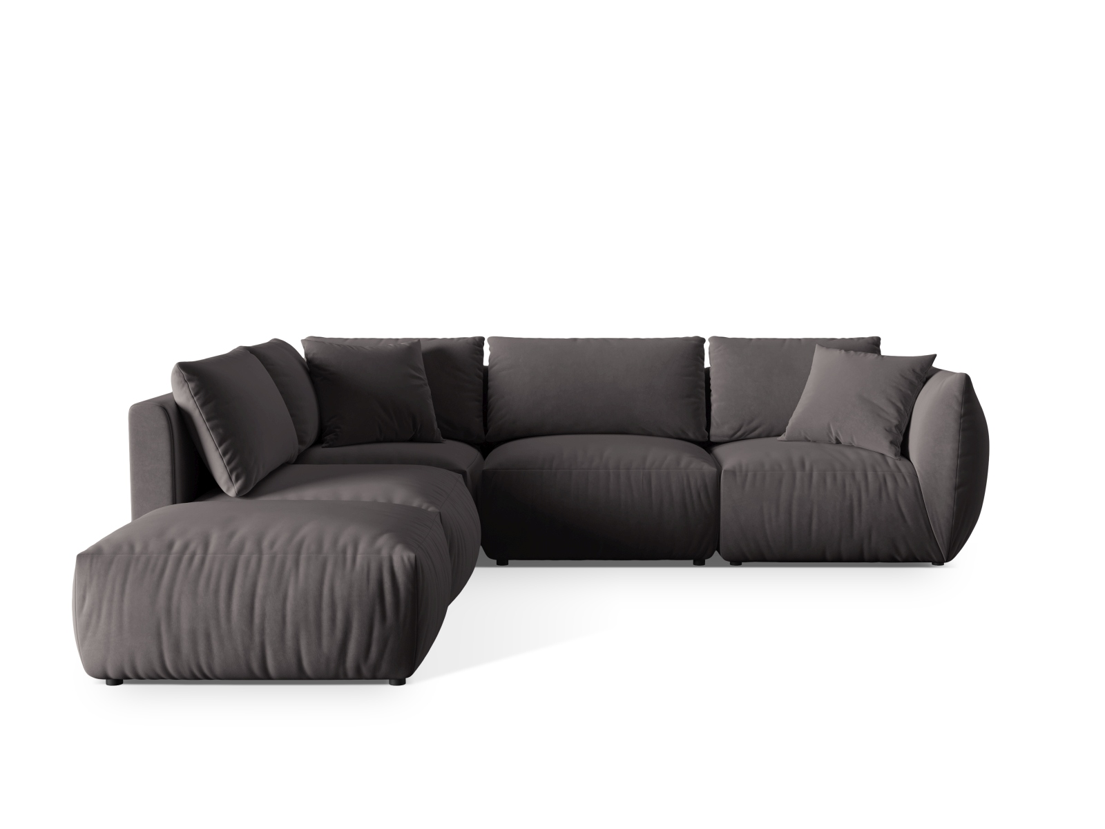 Micadoni Modulares Ecksofa Chris 4-Sitzer Links Samt Dunkelgrau