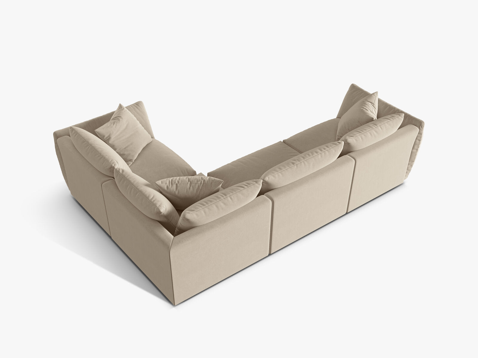 Micadoni Ecksofa Chris 4-Sitzer Rechts Samt Ecru