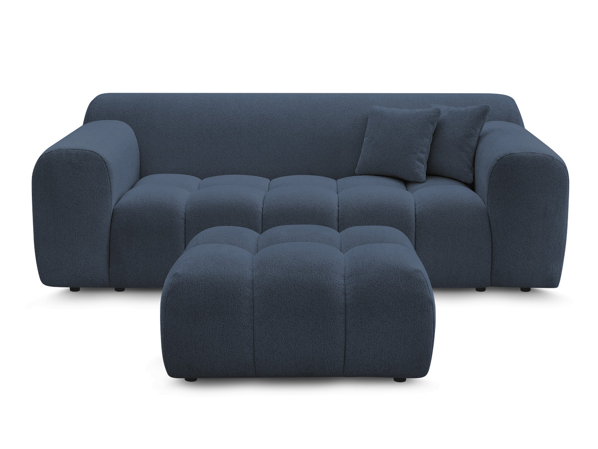 Bobochic Melisse Sofa 2-Sitzer mit Pouf Melange-Stoff Blau
