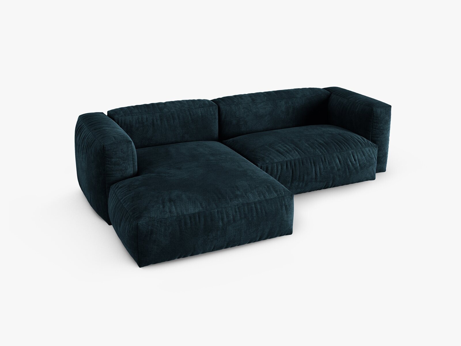 Micadoni Ecksofa Martina 2-Sitzer 90cm Sitztiefe Links Samt Vogue Dunkel Petrol