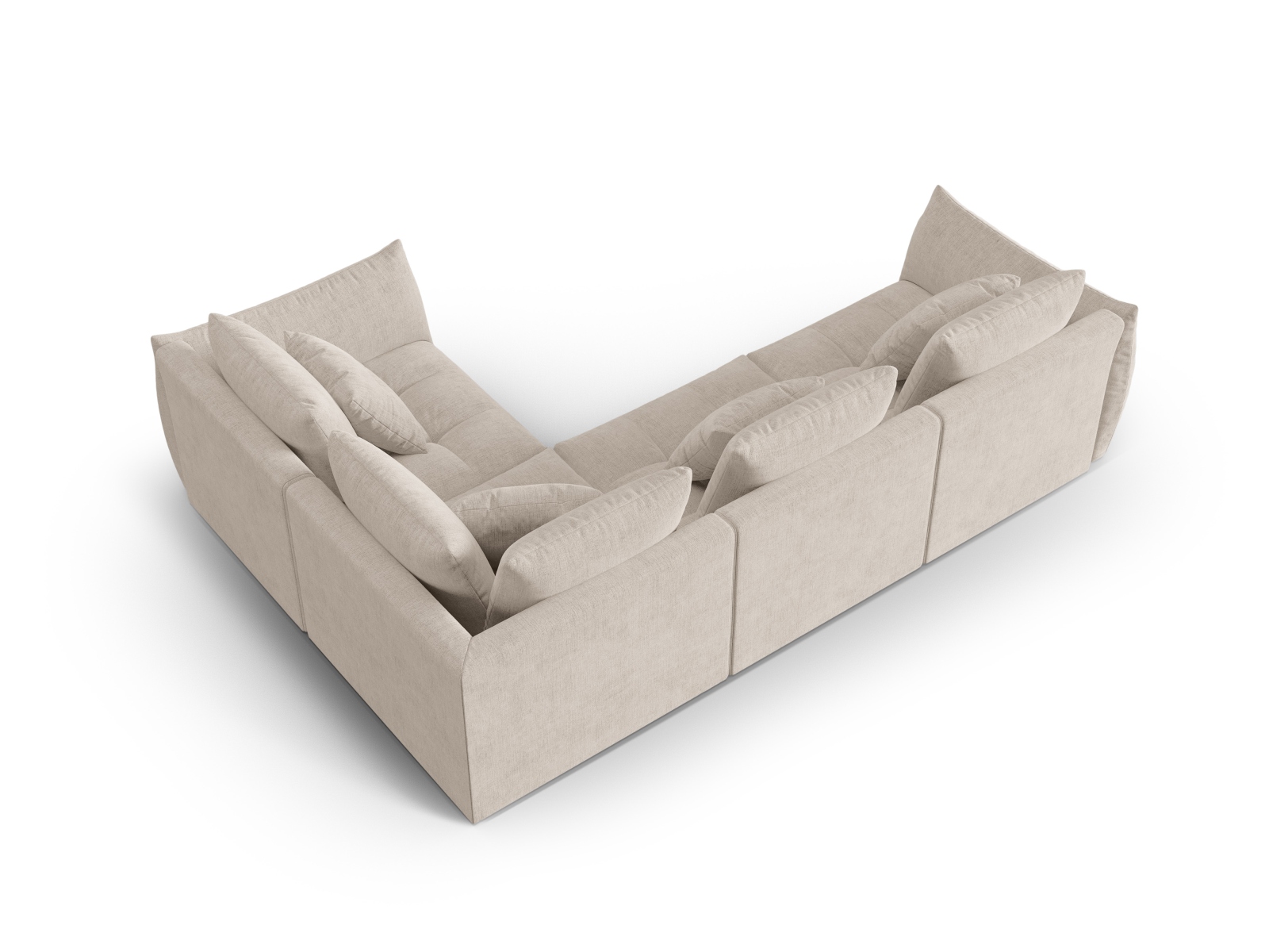Micadoni Ecksofa Bloom 4-Sitzer Rechts Strukturierter Stoff Dunkelbeige