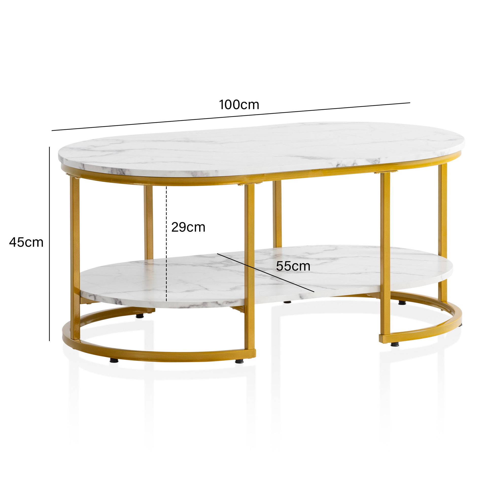 Couchtisch Heimey Marmoroptik Weiß 100 × 60 × 45 cm