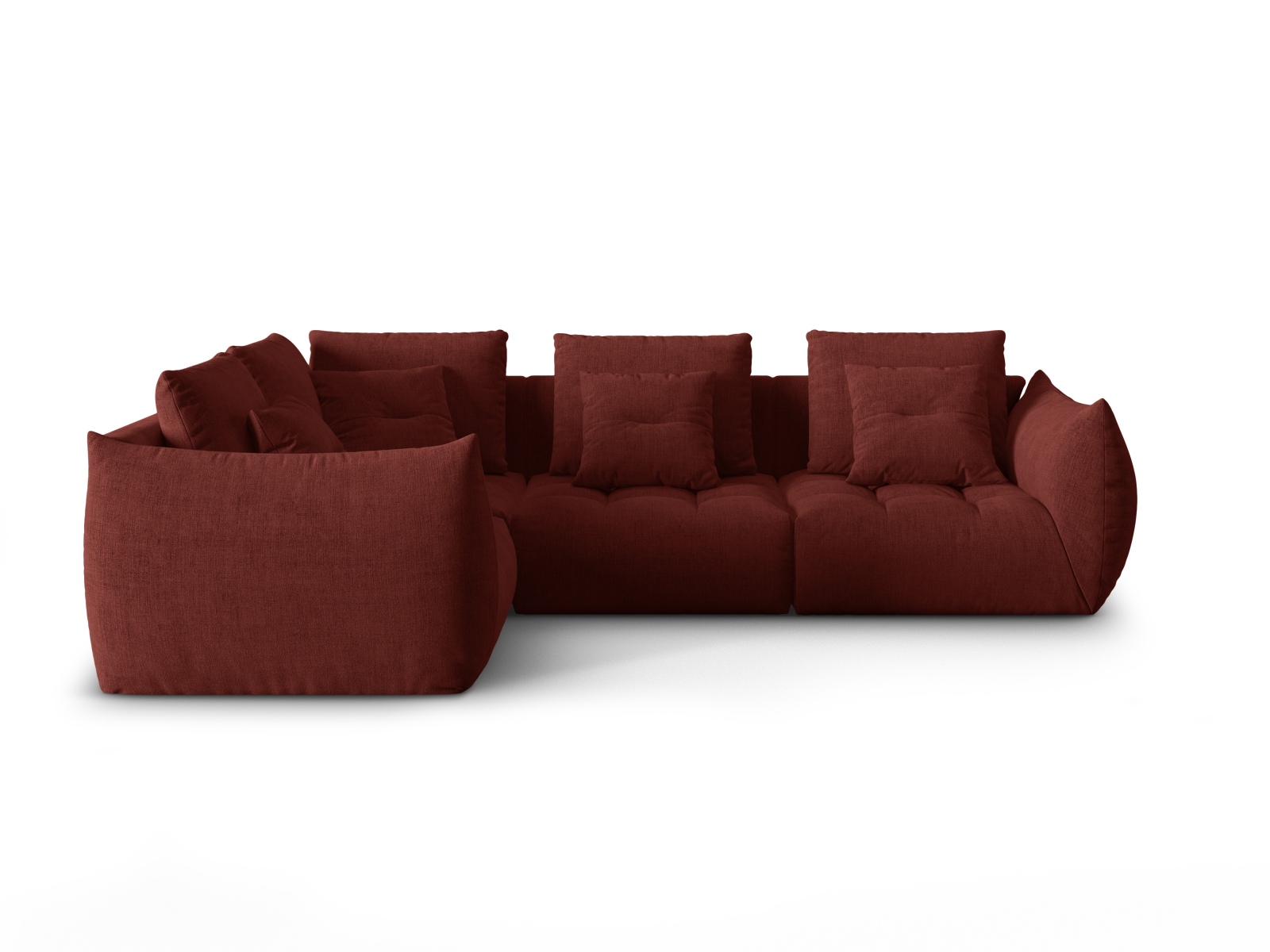 Micadoni Ecksofa Bloom 4-Sitzer Links Strukturierter Stoff Rot