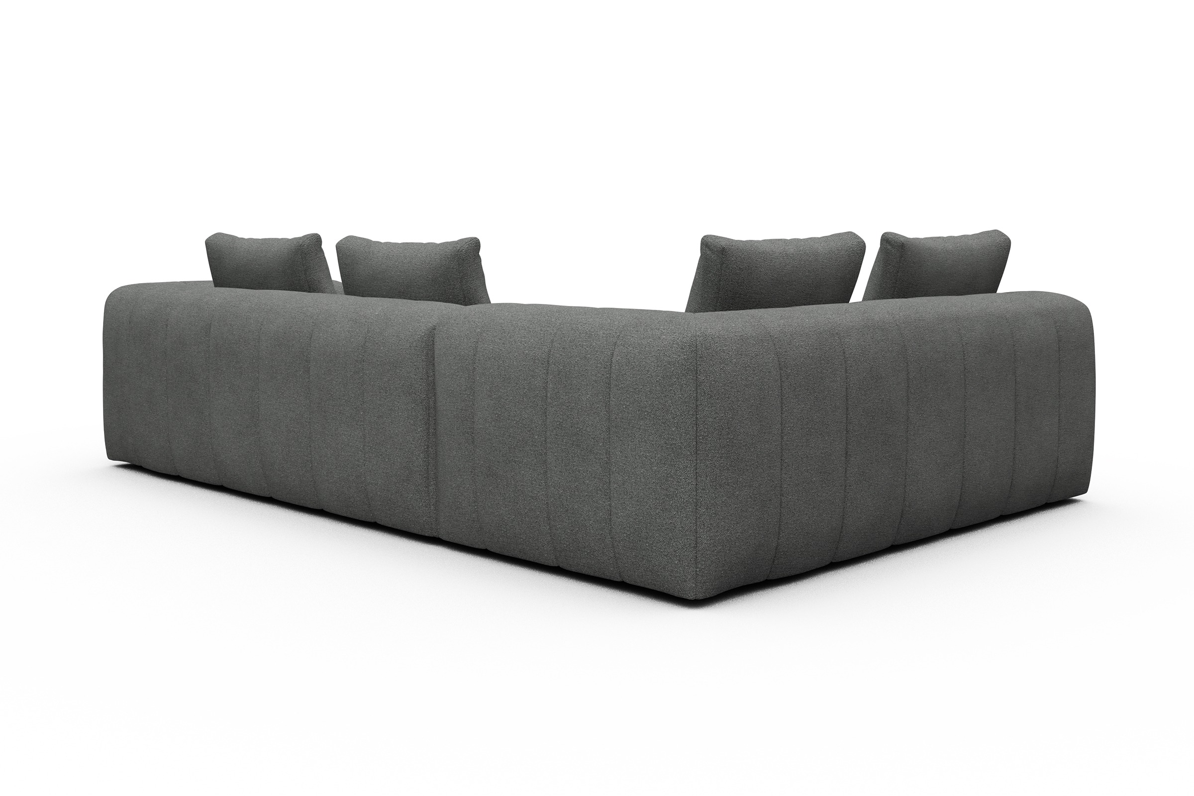 Ecksofa Hugo 2x 2,5-Sitzer Armlehne rechts Boucle-Ash-Grey