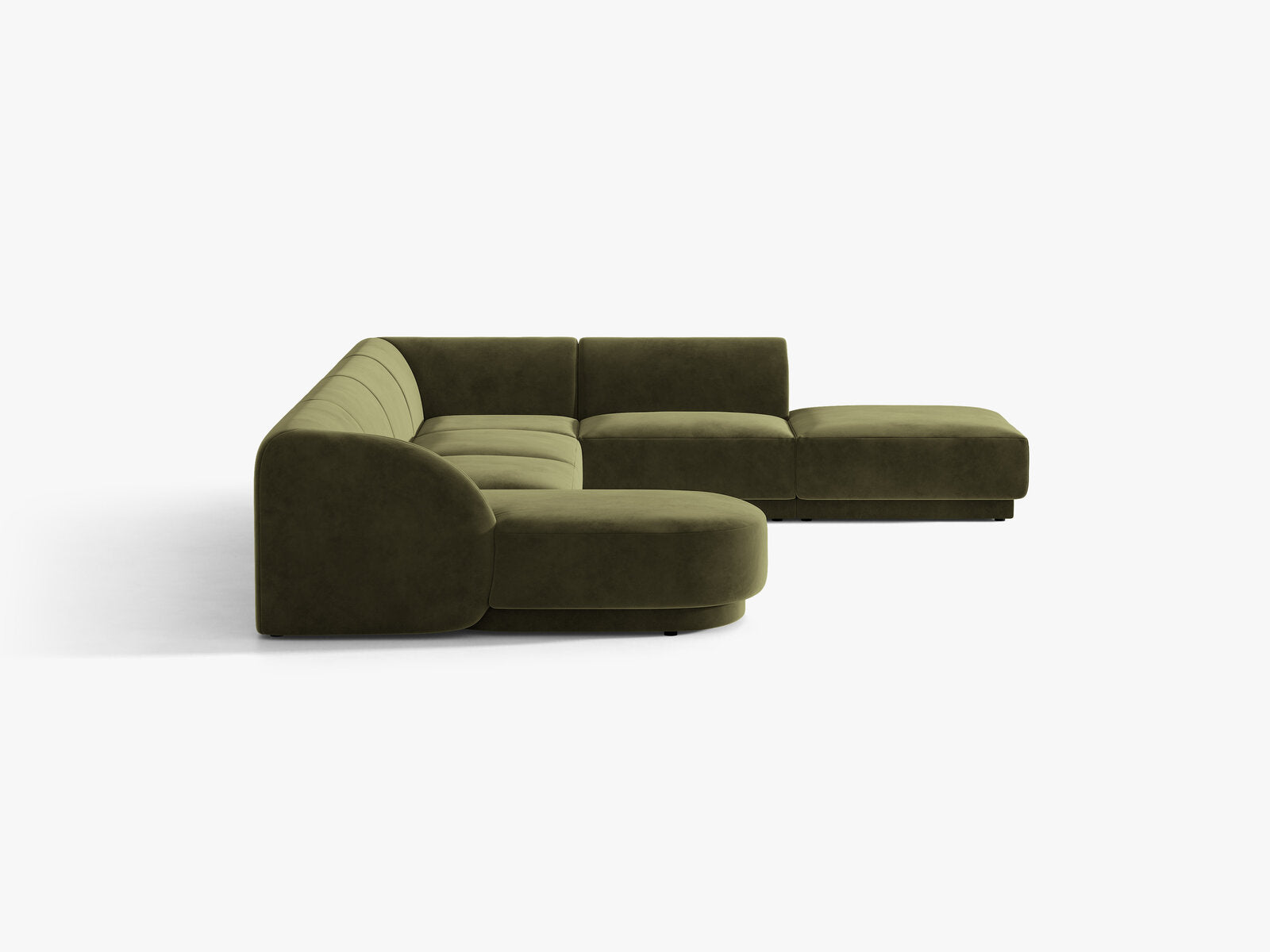 Micadoni Panorama-Ecksofa Miley 6-Sitzer Rechts Samt Bluvel Grün