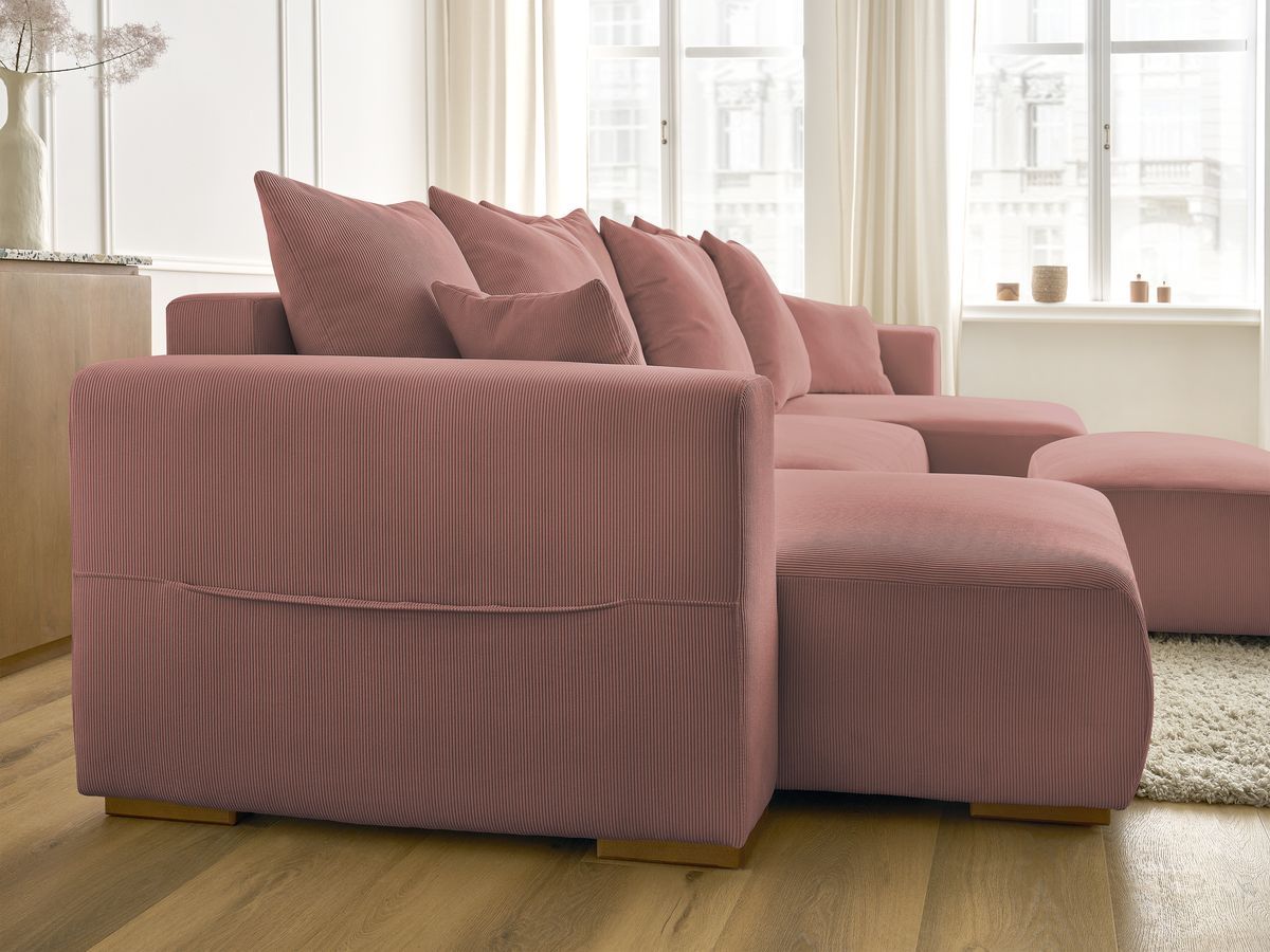 Bobochic Sidonie Wohnlandschaft mit Pouf Cordsamt Rosa