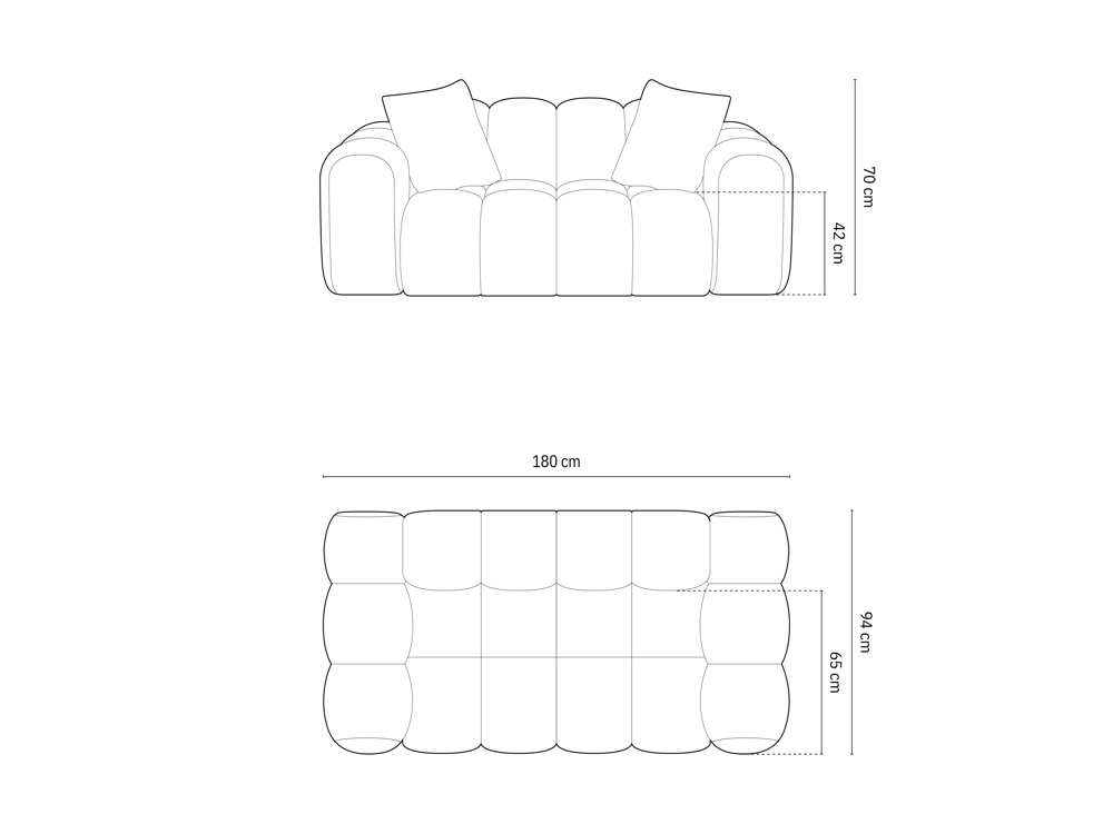 Cosmopolitan Design Sofa Treno 2-Sitzer Chenille Eden Dunkelbeige