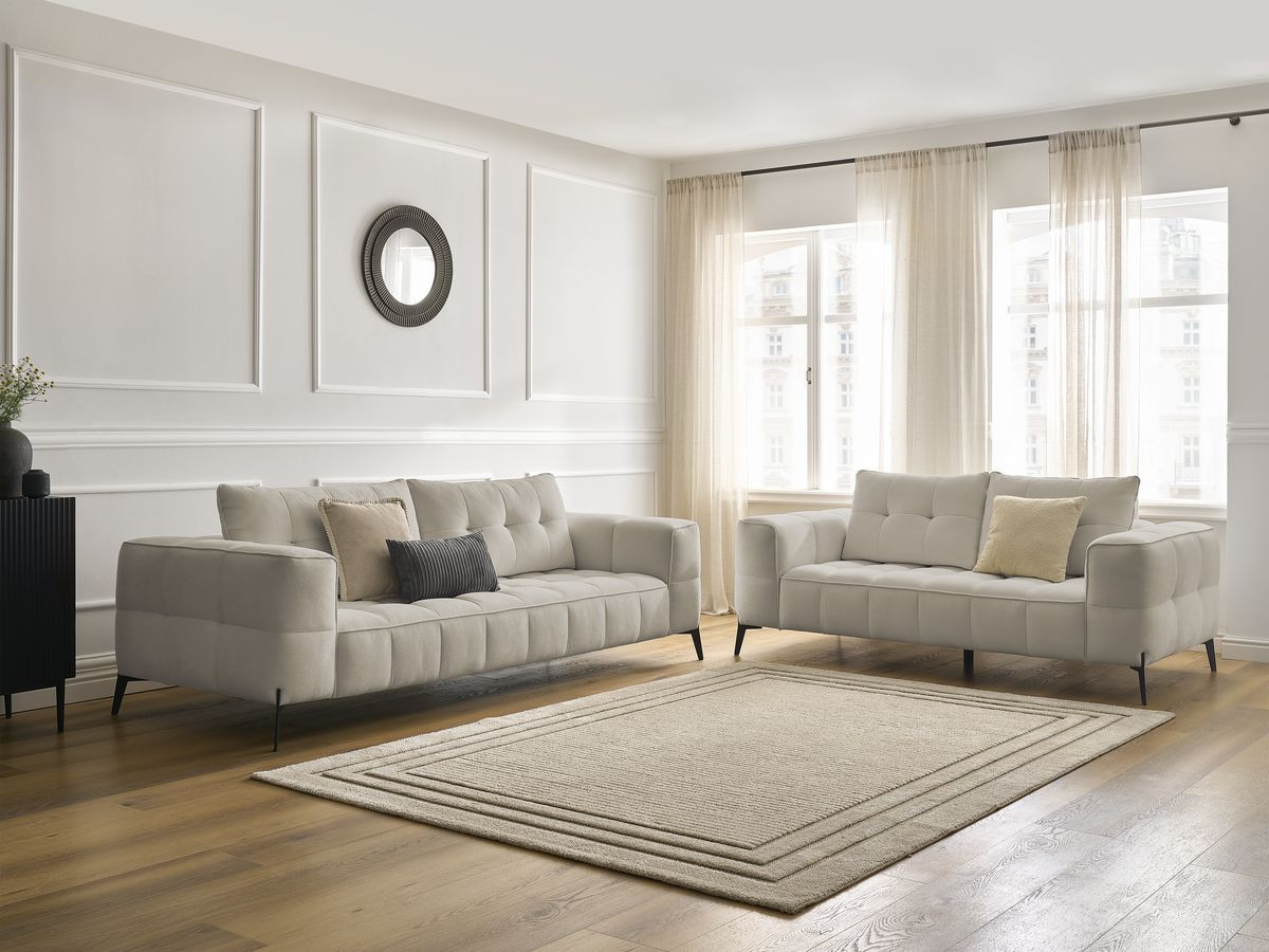 Bobochic Anis Sofa-Set 3- und 2-Sitzer Strukturstoff Beige