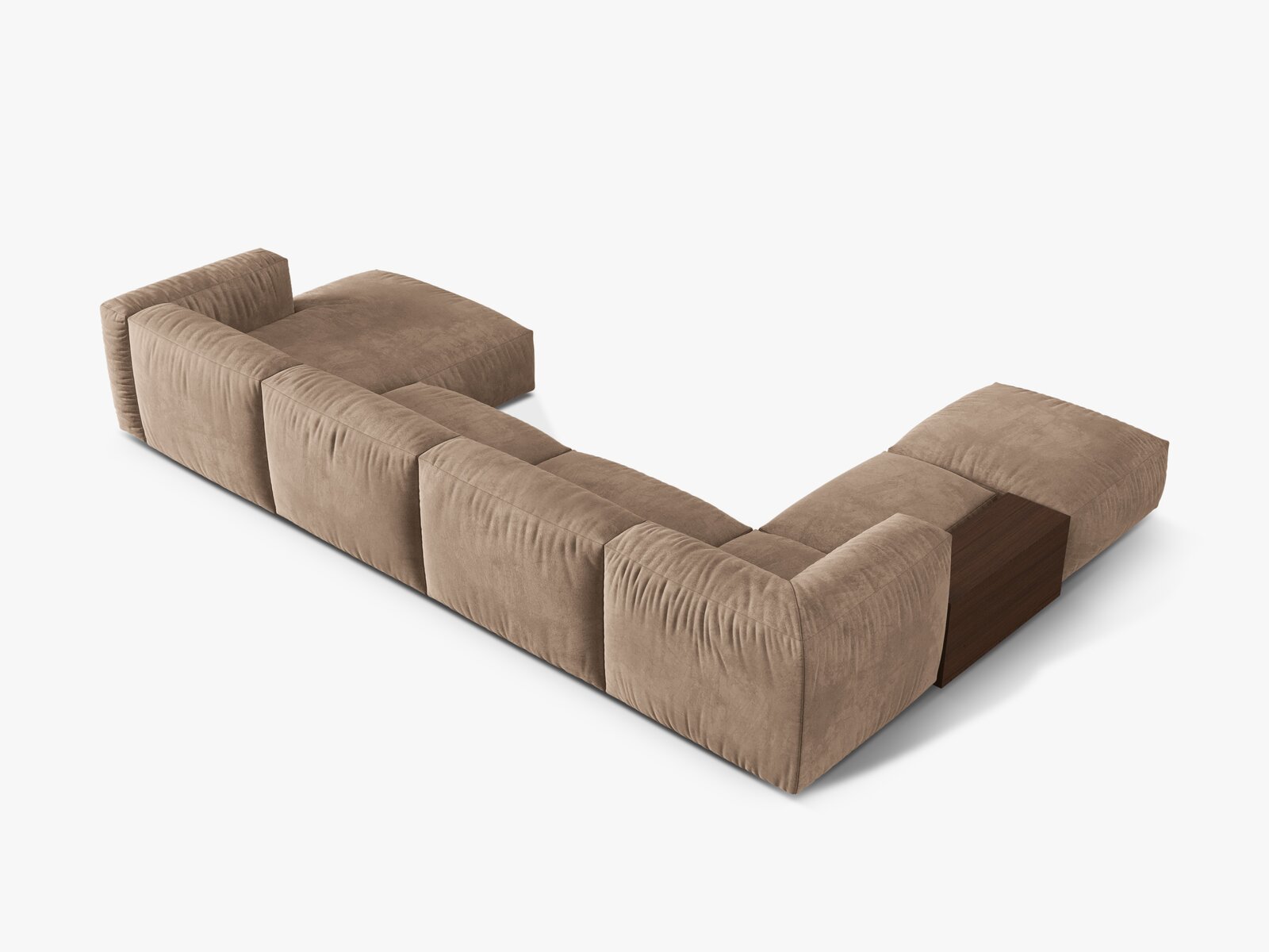 Micadoni Panorama-Ecksofa Martina 5-Sitzer Links Samt Dunkelbeige