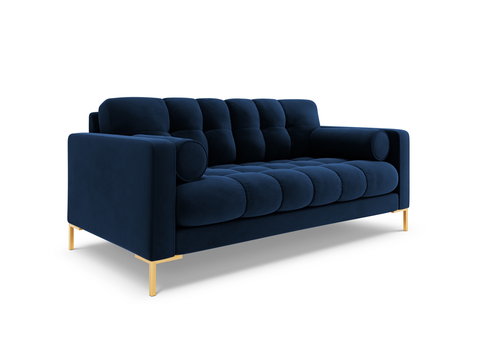 Cosmopolitan Design Sofa Bali 2-Sitzer Samt Bluvel Königsblau Beine Gold