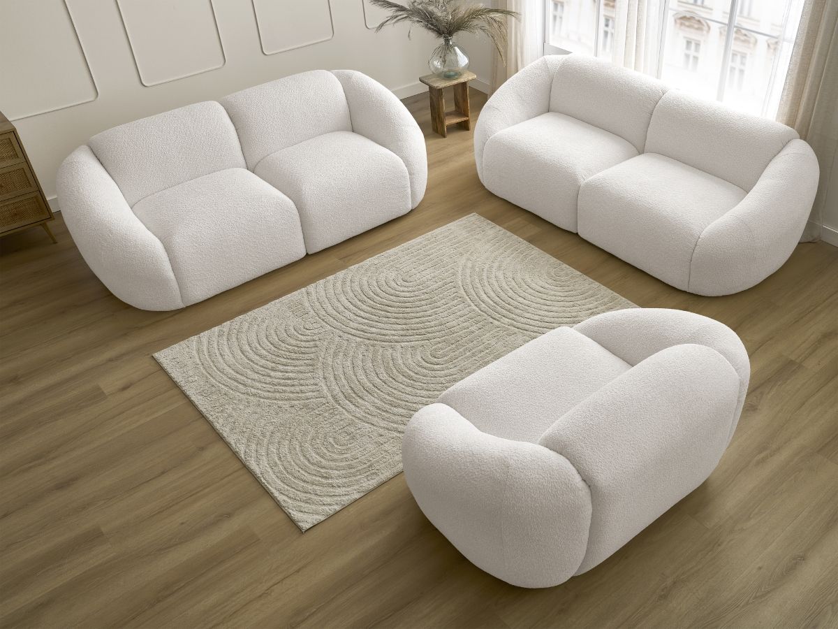 Bobochic Tina Sofa 6-Sitzer Bouclé-Stoff Weiß