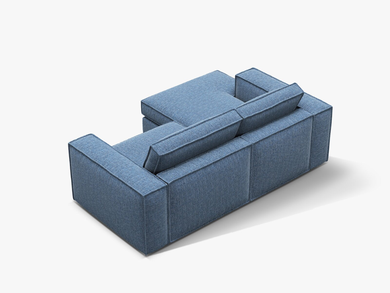 Micadoni modulares Ecksofa Pola 2-Sitzer kleine Version Links Strukturierter Stoff Babel Dunkelblau